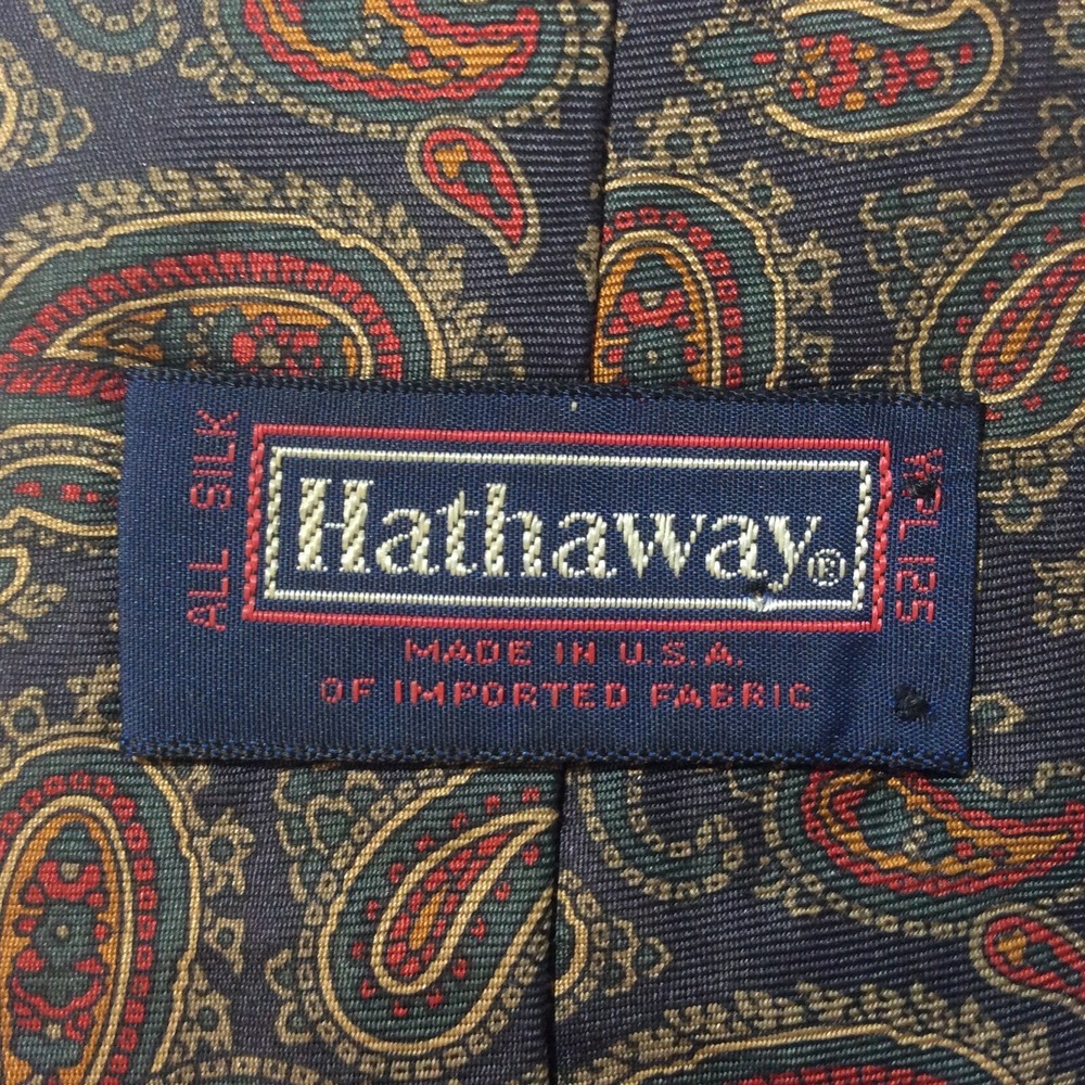 Hathaway MENS TIE NECKTIE 3.5  in  USA All Silk Black Brown Burgundy Blue Gold - Picture 8 of 12